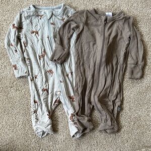 Adorable Kids Footies - Gray with Patterns and Solid Brown